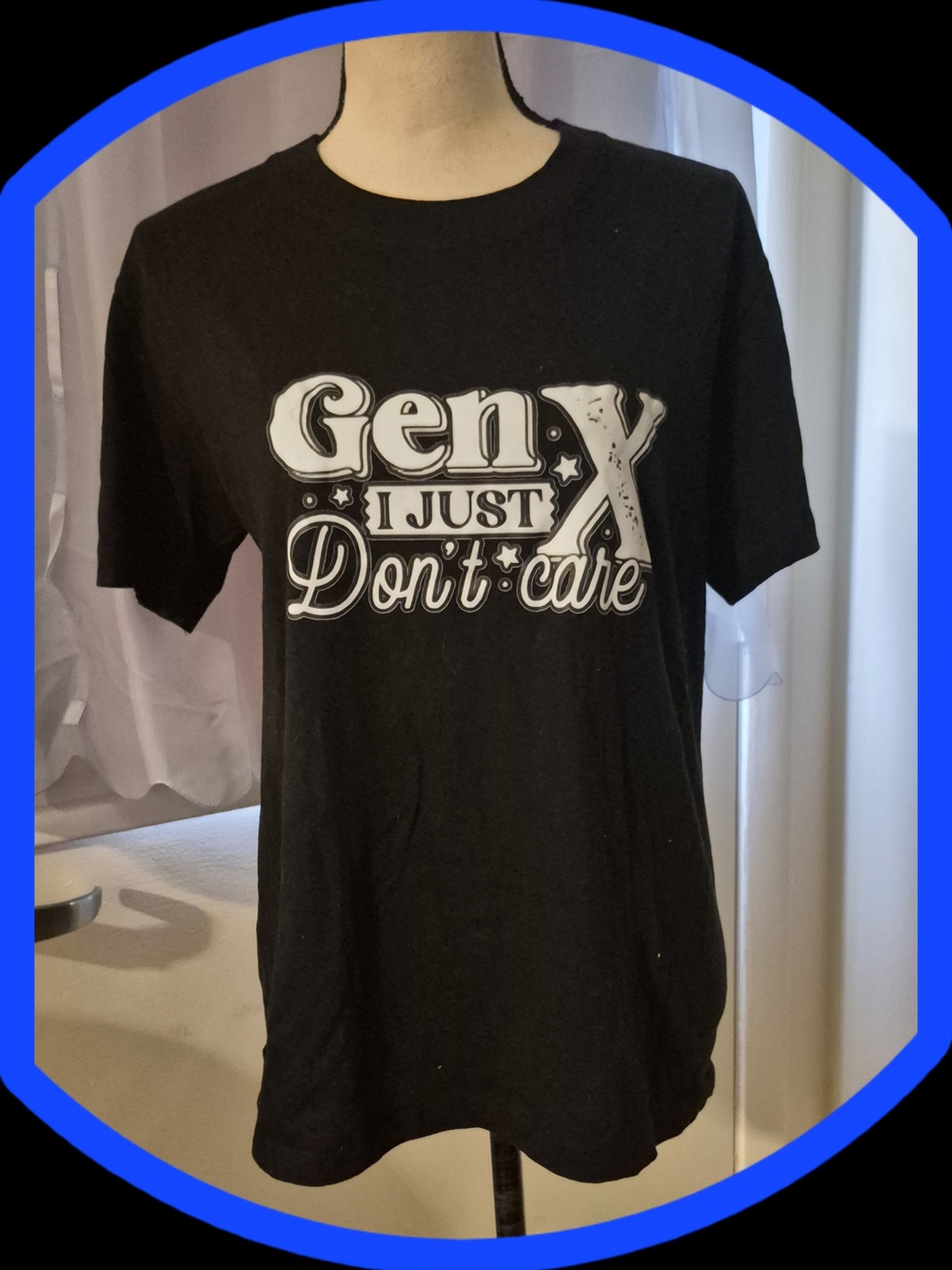 Gen X Black/White  Graphic 'I Just Don't Care 100% Cotton Unisex Tee Shirt